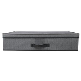 12 pieces Home Basics Herringbone Non-woven Under the Bed Storage Box with Label Window, Grey - Storage & Organization