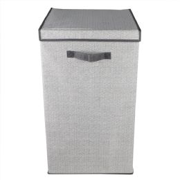 6 pieces Home Basics Herringbone Non-woven Laundry Hamper with Velcro Closure, Grey - Laundry Baskets & Hampers