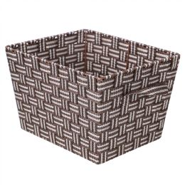6 pieces Home Basics Stripe Woven Strap Medium Storage Bin, Brown - Storage & Organization