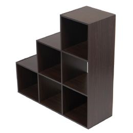 Home Basics Open and Enclosed Tiered 6 Cube MDF Storage Organizer, Espresso - Storage & Organization