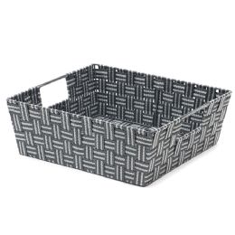 6 pieces Home Basics Stripe Woven Strap Large Storage Bin, Grey - Storage & Organization