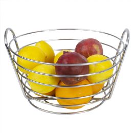 12 pieces Home Basics Simplicity Collection Fruit Basket, Satin Chrome - Baskets