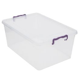 12 pieces Home Basics 30 Lt Storage Box with Locking Lid, Clear - Storage & Organization