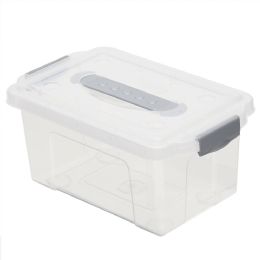 6 pieces Home Basics 4.25 Liter Storage Box With Handle, Clear - Storage & Organization