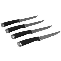 12 Wholesale Home Basics Stainless Steel Steak Knives With NoN-Slip Handles, (set Of 4),  Black
