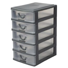 12 pieces Home Basics 5 tier Plastic Drawer Organizer, Grey - Storage & Organization