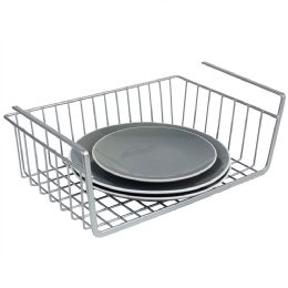 6 pieces of Large Under Shelf Vinyl Coated Steel Basket, Silver