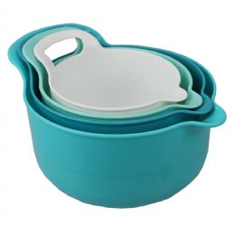 6 Wholesale Home Basics 4 Piece Plastic Nesting Bowls with Pouring Spout and Handle