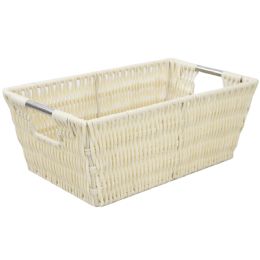 6 pieces Home Basics Small  Intricate Decorative Weave Plastic Basket, Ivory - Baskets