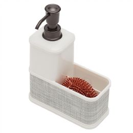 12 pieces Home Basics 18.6 oz. Soap Dispenser with Basketweave Sponge Holder, White - Soap Dishes & Soap Dispensers