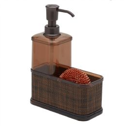 12 pieces Home Basics 18.6 oz. Soap Dispenser with Basketweave Sponge Holder, Bronze - Soap Dishes & Soap Dispensers
