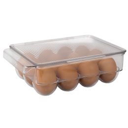 12 Wholesale Michael Graves Design Stackable 12 Compartment Plastic Egg Container with Lid, Clear