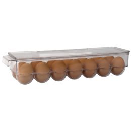 12 Wholesale Michael Graves Design Stackable 14 Compartment Plastic Egg Container with Lid, Clear
