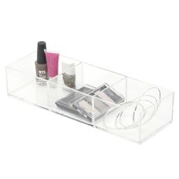 12 pieces Home Basics 3 Compartment Plastic Cosmetic Organizer, Clear - Storage & Organization