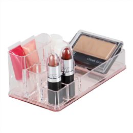 12 pieces Home Basics Deluxe Plastic Cosmetic Organizer with Rose Bottom - Storage & Organization
