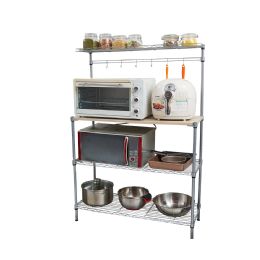 Home Basics 4 Tier Microwave Stand with Wood Tabletop, Chrome - Microwave Items