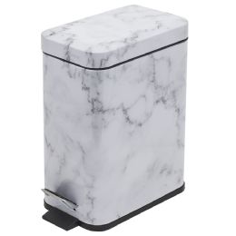 4 pieces Home Basics Faux Marble 5 Lt Rectangle Step Waste Bin, White - Waste Basket