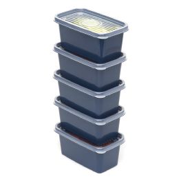 16 Wholesale Home Basics 10 Piece Rectangular Plastic Meal Prep Set, (12.8 oz), Blue