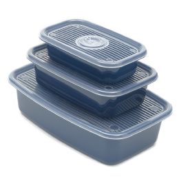 7 Wholesale Home Basics 6 Piece Rectangular Plastic Meal Prep Set, Blue
