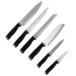 12 pieces Home Basics Soft Grip  12 Piece Knife Set With Sheaths, Black - Kitchen Knives