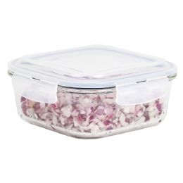 12 Wholesale Michael Graves Design 40 Ounce High Borosilicate Glass Rectangle Food Storage Container with Indigo Rubber Seal