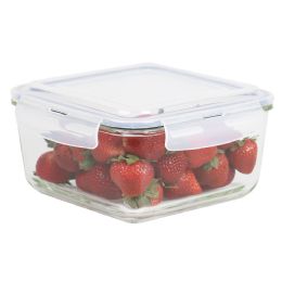12 Wholesale Michael Graves Design 74 Ounce High Borosilicate Glass Square Food Storage Container With Indigo Rubber Seal