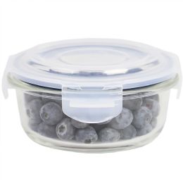 12 Wholesale Michael Graves Design 13 Ounce High Borosilicate Glass Round Food Storage Container with Indigo Rubber Seal