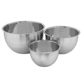 12 Wholesale Home Basics 3 Piece Stainless Steel Nesting Mixing Bowls With Measurement Indicators
