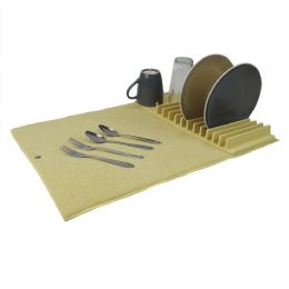 12 Wholesale Home Basics 3 Section Dish Drying Rack With Mat, Gold