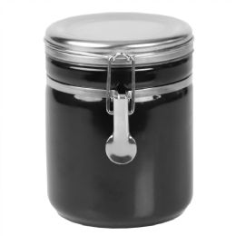 8 pieces Home Basics 33 oz. Canister with Stainless Steel Top, Black - Storage & Organization