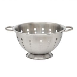 12 Wholesale Home Basics 5 Qt Deep Stainless Steel Colander with Easy Grip Handles, Silver