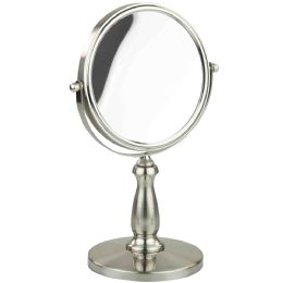 6 Wholesale Home Basics Nadia Double Sided Cosmetic Mirror, (1x/5x Magnification), Satin Nickel