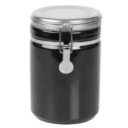 8 pieces Home Basics 40 oz. Canister with Stainless Steel Top, Black - Storage & Organization