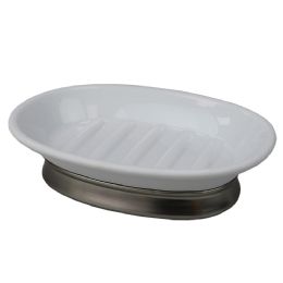 12 pieces Home Basics Pedestal Soap Dish With Non-Skid Metal Base, White - Soap Dishes & Soap Dispensers