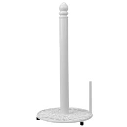3 pieces Home Basics Sunflower Heavy Weight Cast Iron Free Standing Paper Towel Holder With Dispensing Side Bar, White - Napkin and Paper Towel Holders