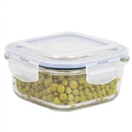 12 Wholesale Michael Graves Design 17 Ounce High Borosilicate Glass Square Food Storage Container with Indigo Rubber Seal