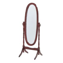 Home Basics Freestanding Oval Mirror, Mahogany - Assorted Cosmetics