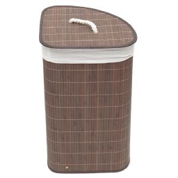 6 pieces Home Basics Folding Corner Bamboo Hamper with Liner, Brown - Laundry Baskets & Hampers