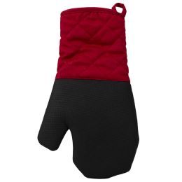 24 Bulk Home Basics Heat-Resistant Silicone Textured Grip Oven Mitt, Red