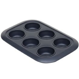 12 of Michael Graves Design Textured NoN-Stick 6 Cup Carbon Steel Muffin Pan, Indigo
