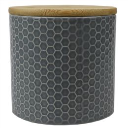 12 pieces Home Basics Honeycomb Small Ceramic Canister, Grey - Storage & Organization
