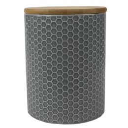 12 pieces Home Basics Honeycomb Medium Ceramic Canister, Grey - Storage & Organization