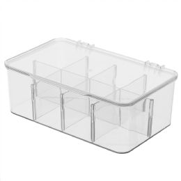6 pieces Home Basics 8 Compartment Plastic Tea Storage Box, Clear - Storage & Organization