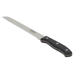 24 Wholesale Home Basics 8" Stainless Steel Bread Knife with Contoured Bakelite Handle, Black