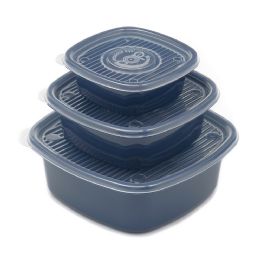 8 Wholesale Home Basics 6 Piece Square Plastic Meal Prep Set, Blue