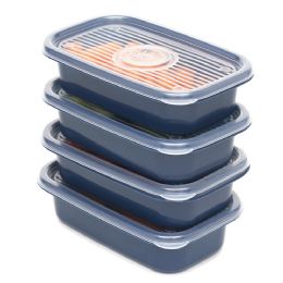 14 Wholesale Home Basics 8 Piece Rectangular Plastic Meal Prep Set, (17.6 oz), Blue