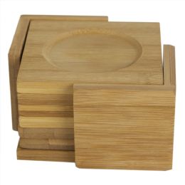 12 pieces Home Basics Natural Bamboo Square Coasters with Raised Edge, (Set of 6) - Coasters & Trivets