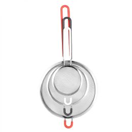 12 pieces Home Basics Ultra Fine Mesh Stainless Steel Strainer Set With Rubber Handles, MultI-Colored - Strainers & Funnels