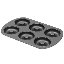 12 pieces Home Basics 6-Cup NoN-Stick Donut Pan, Black - Pots & Pans