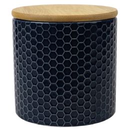 12 pieces Home Basics Honeycomb Small Ceramic Canister, Navy - Storage & Organization